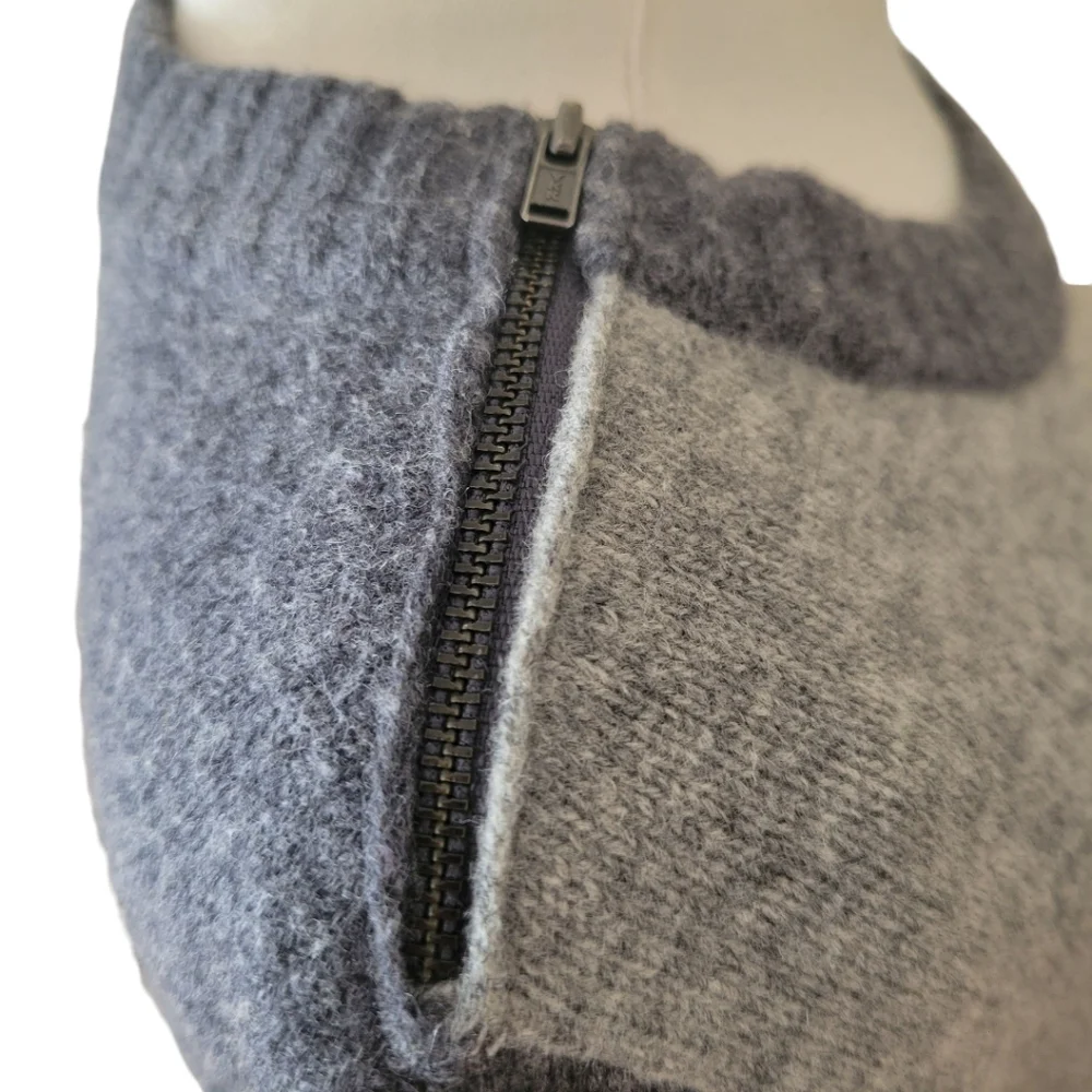 J. Crew Gray Wool Zipper Detail Scoop Neckline Sweater‎ Size Medium